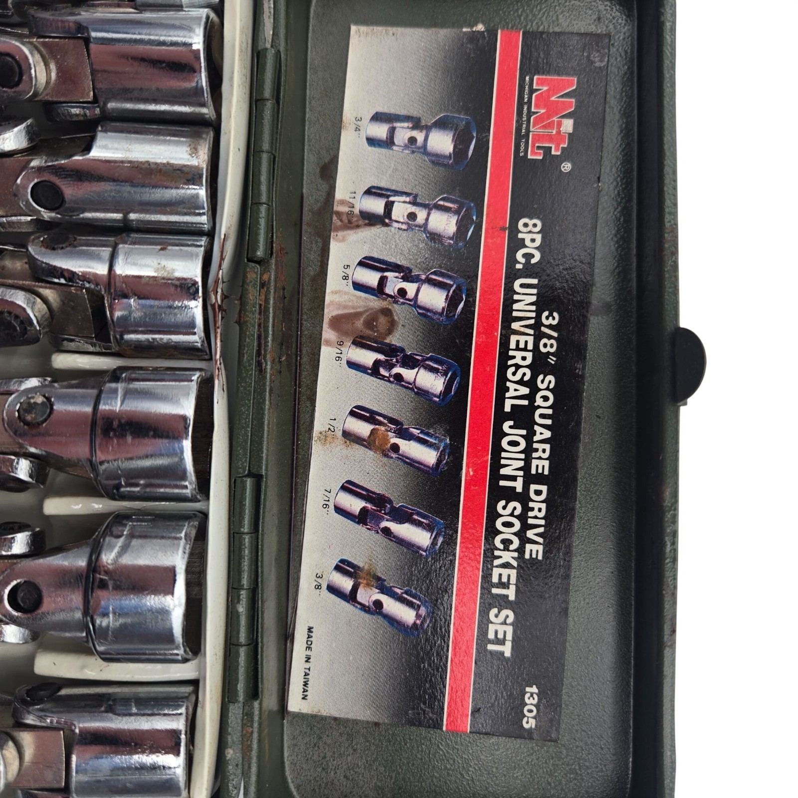 MIT 3/8 Square Drive 8pc Universal Joint Socket Set 3/8in To 3/4in
