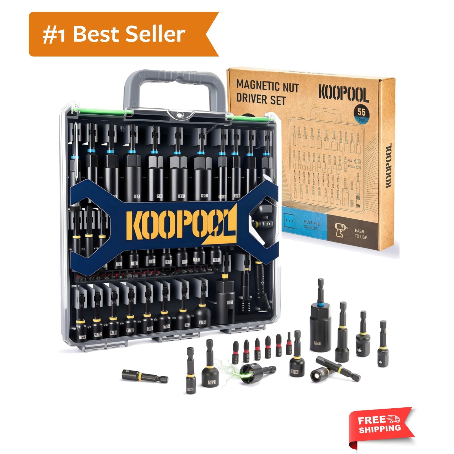 Magnetic Socket Set for Power Drill, Nut Driver Bit Set with Socket Adapters,…