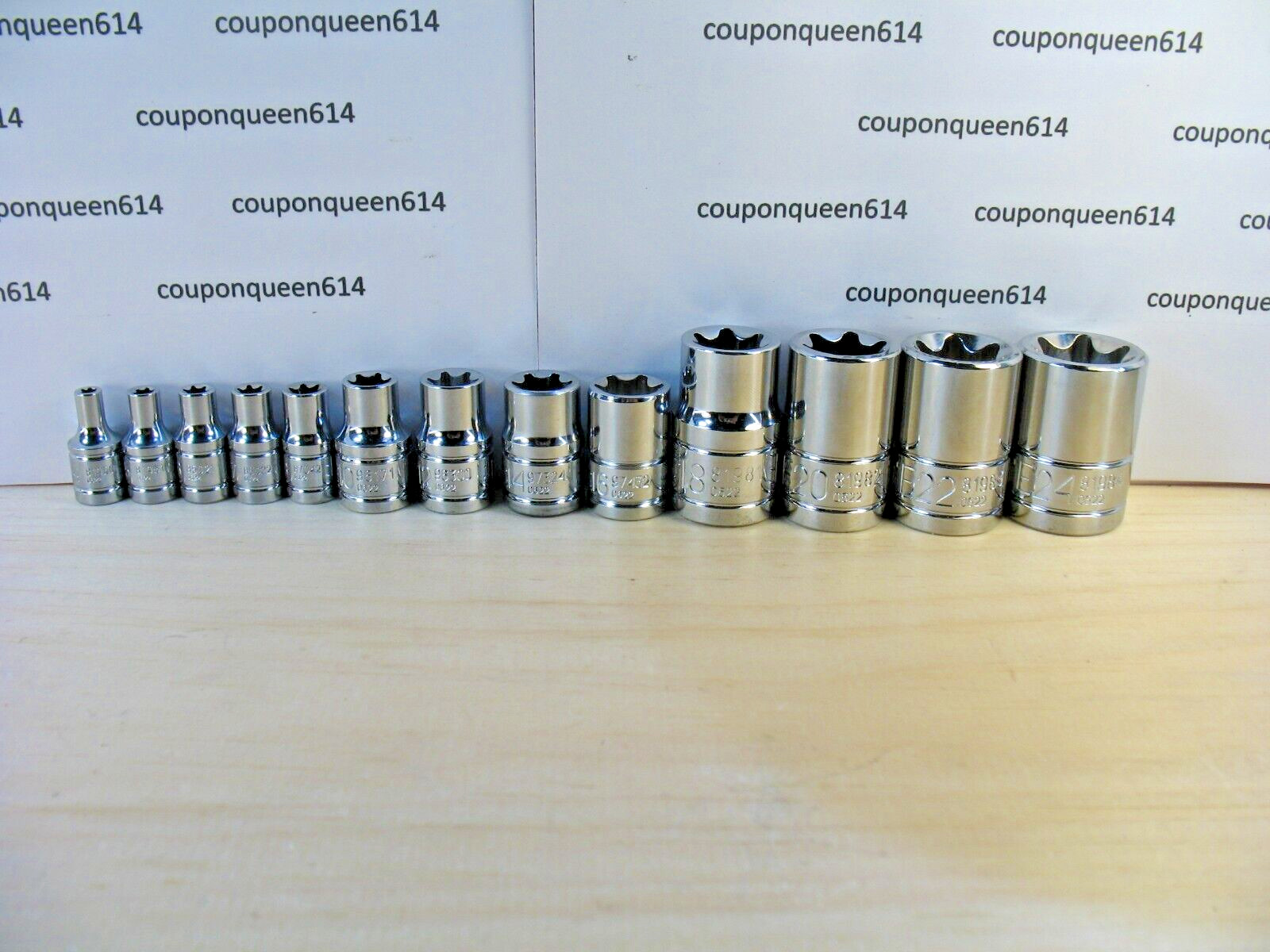 Set of 13 Kobalt 1/4″, 3/8” & 1/2″ Drive External Torx 6 Point Sockets-Brand New