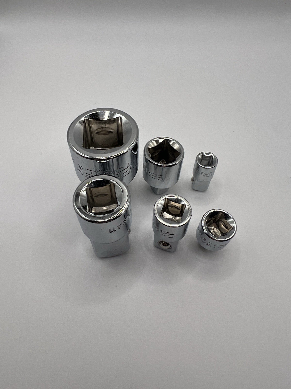 Power Torque 6pc Socket Adapter Reducer Set 1/4 3/8 1/2 Drive Chrome Gearhead