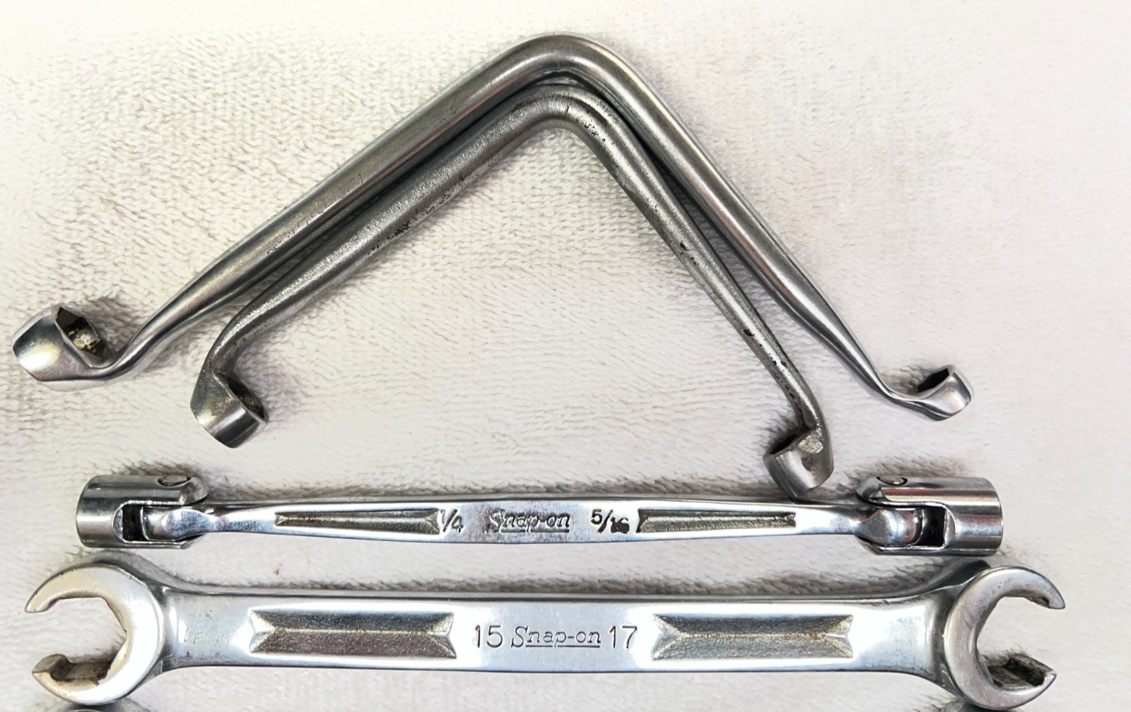 Snap On wrenches Open end/Flare/L shaped some are SAE some Metric Lot of 9