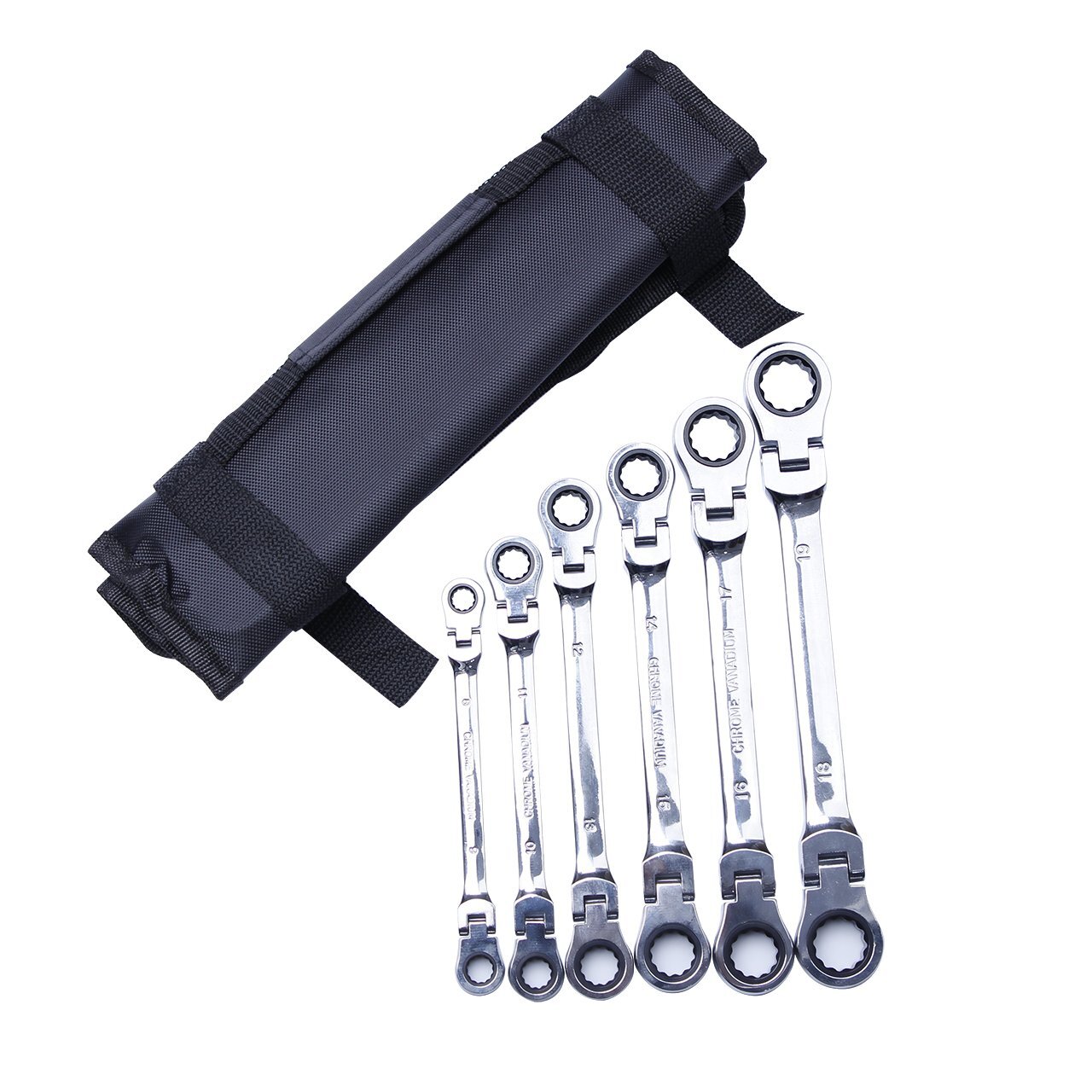 6 Heavy Duty Double Box End Ratcheting Wrench Flex-Head Extra Long Spanner SAE