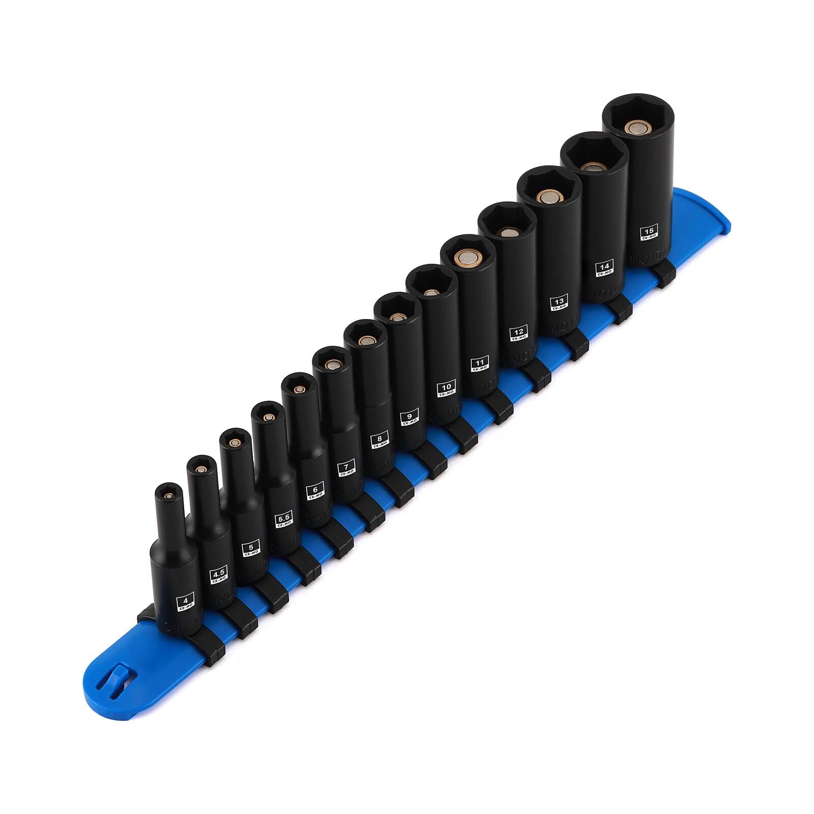 14PCS 1/4″Drive Magnetic Impact Socket Set Deep 6-Point Metric 4mm to 15mm CR-MO