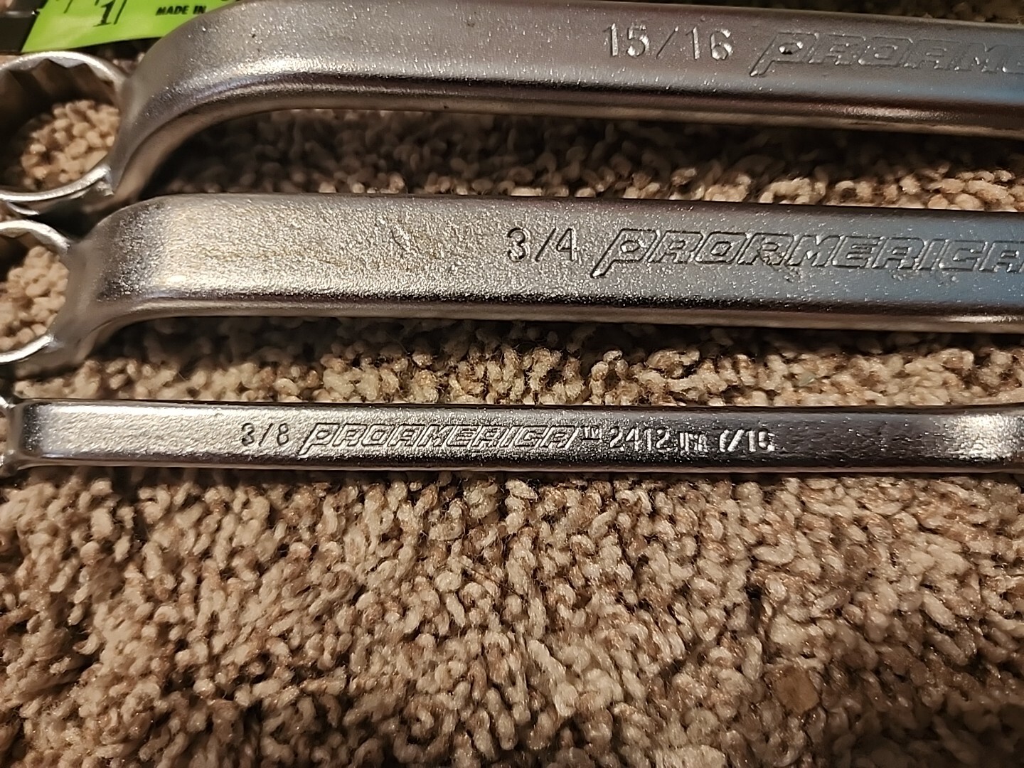 ProAmerica Offset Wrench Lot Box End 15/16-1, 3/4-7/8, 3/8-7/16 – Made In USA