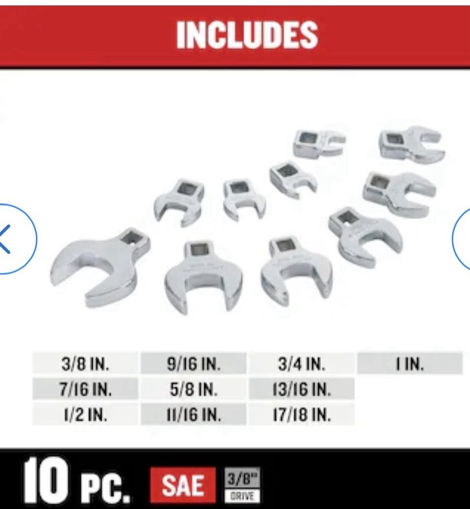 CRAFTSMAN 10 -Piece Set 6-point Metric Crowfoot Open end Wrench (no case