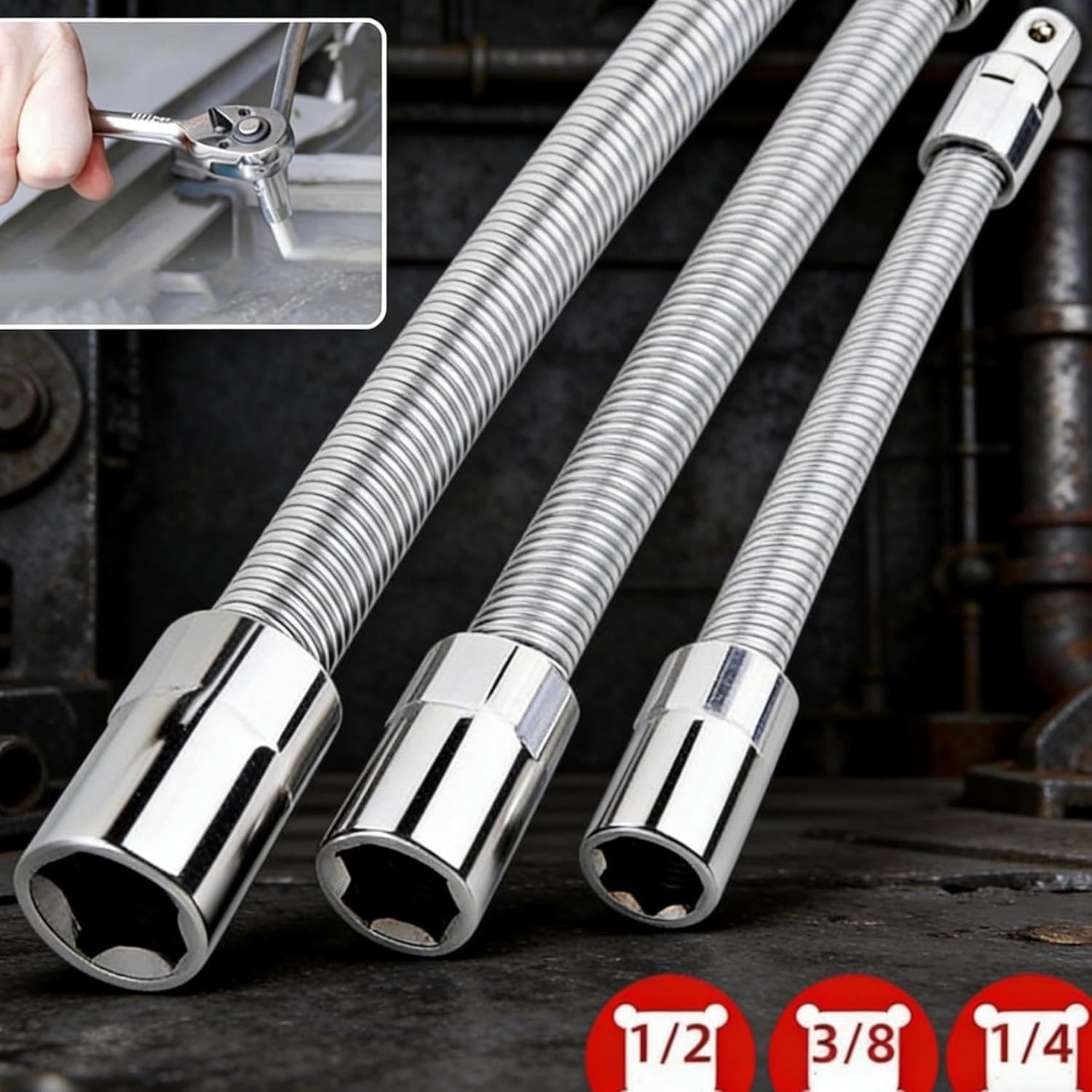 Flexible Drive Extension Rod for Ratchets, Drills & Impact Drivers