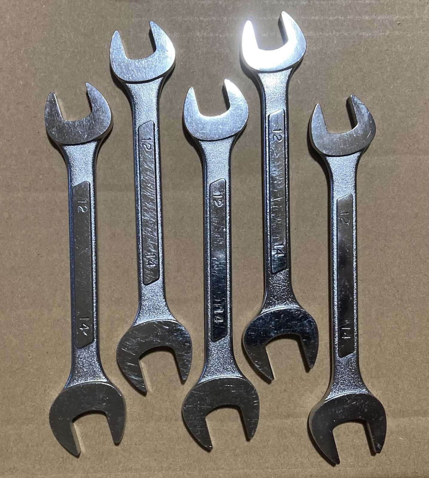 VTG 5pcs 12mm X 14mm Open End Non Marked Honda Motorcycles Wrenches/OEM Tools