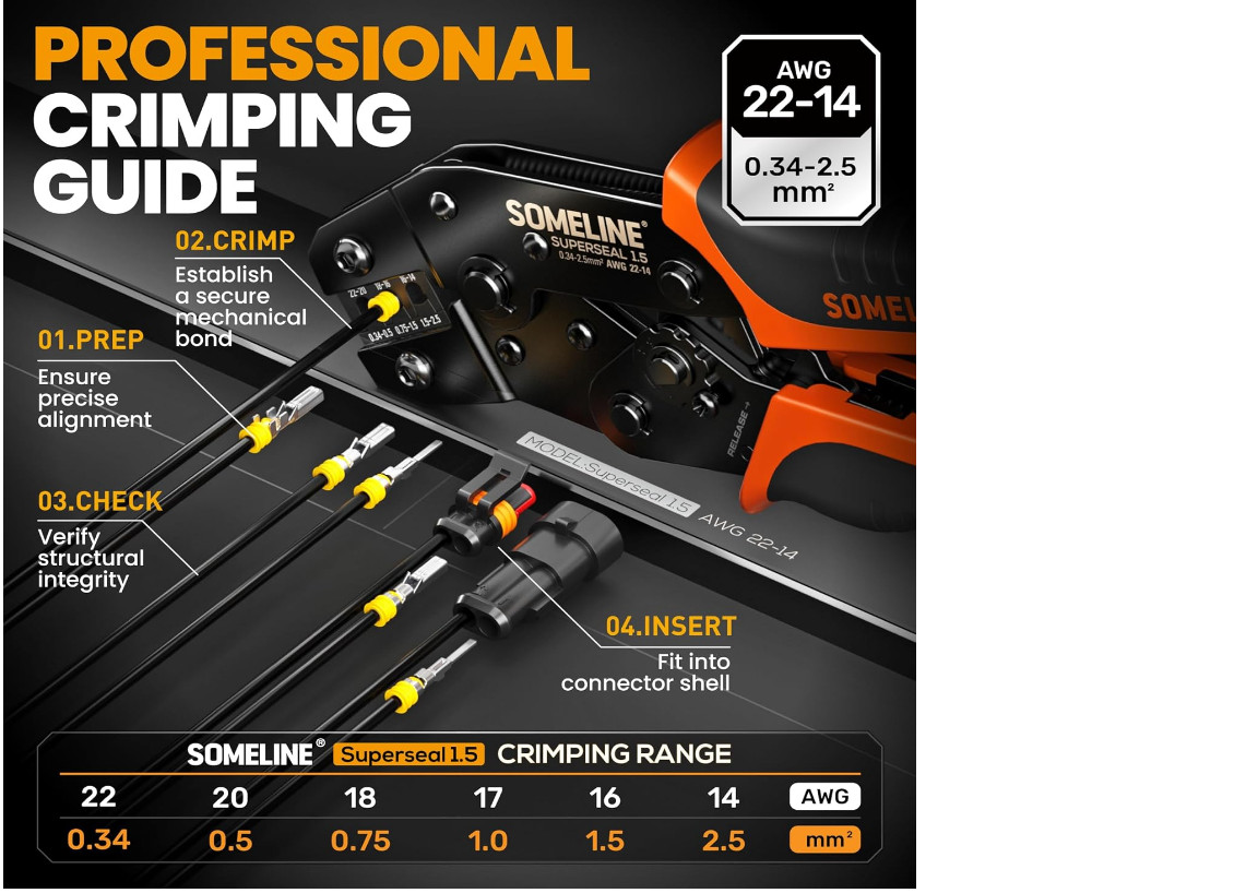 Professional Crimping Tool Kit, Waterproof Automotive Electrical Connectors Set