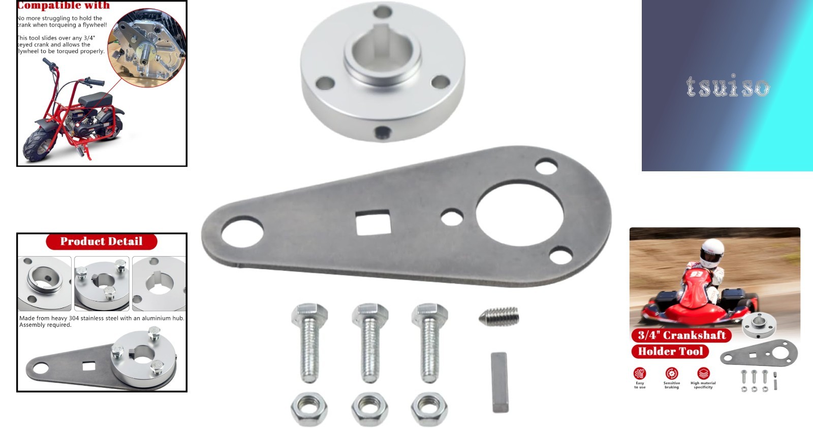 Durable 304 Stainless Steel Crankshaft Holder for 3/4″ Cranks – Polished Finish