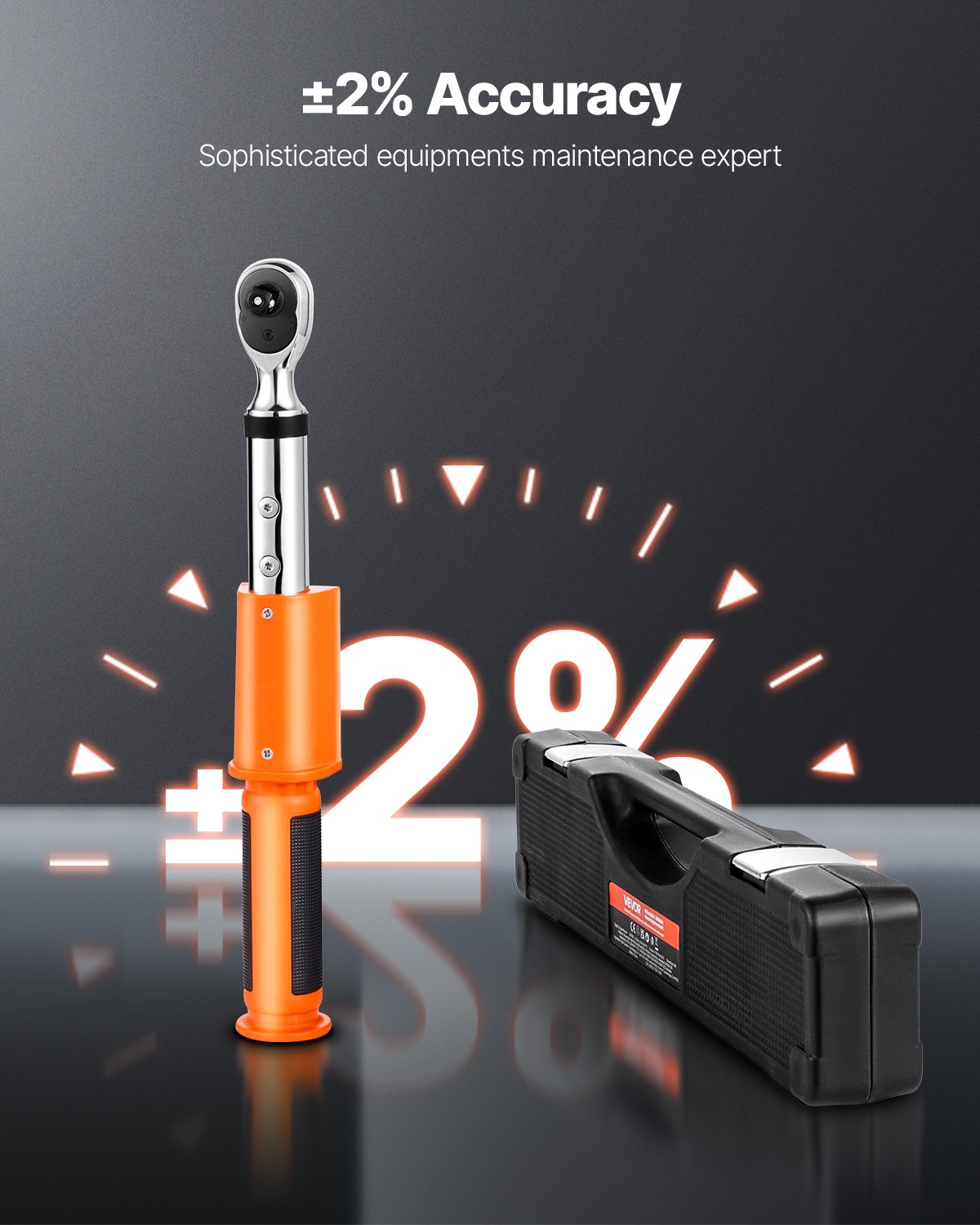 VEVOR Digital Torque Wrench 3/8 In Drive 0-99.57 lbf-ft / 0-135 N.m 72-Tooth LED