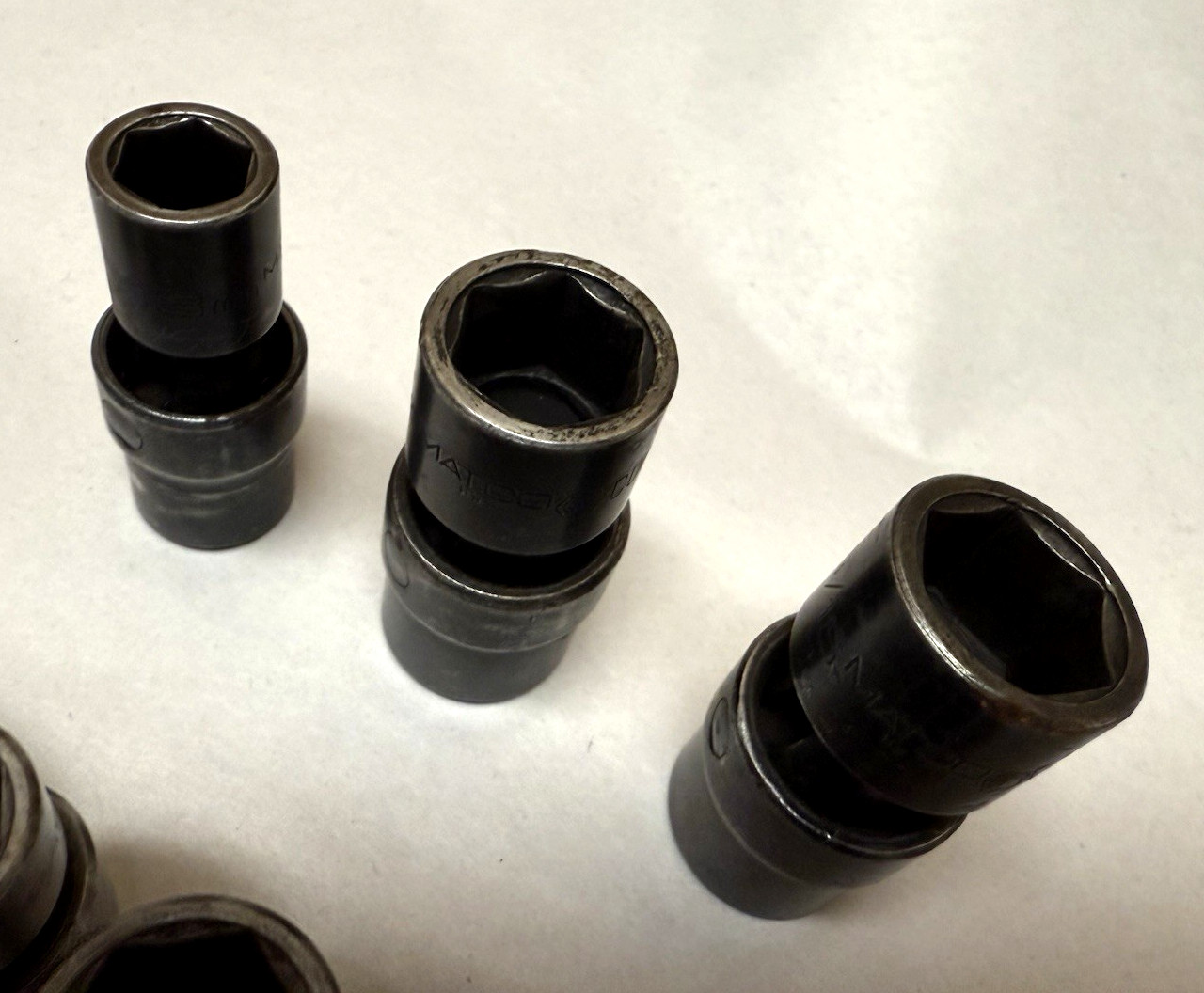 12 pc Lot Matco SAE & Metric Impact Universal Swivel Socket 3/8 & 1/2′ Drive