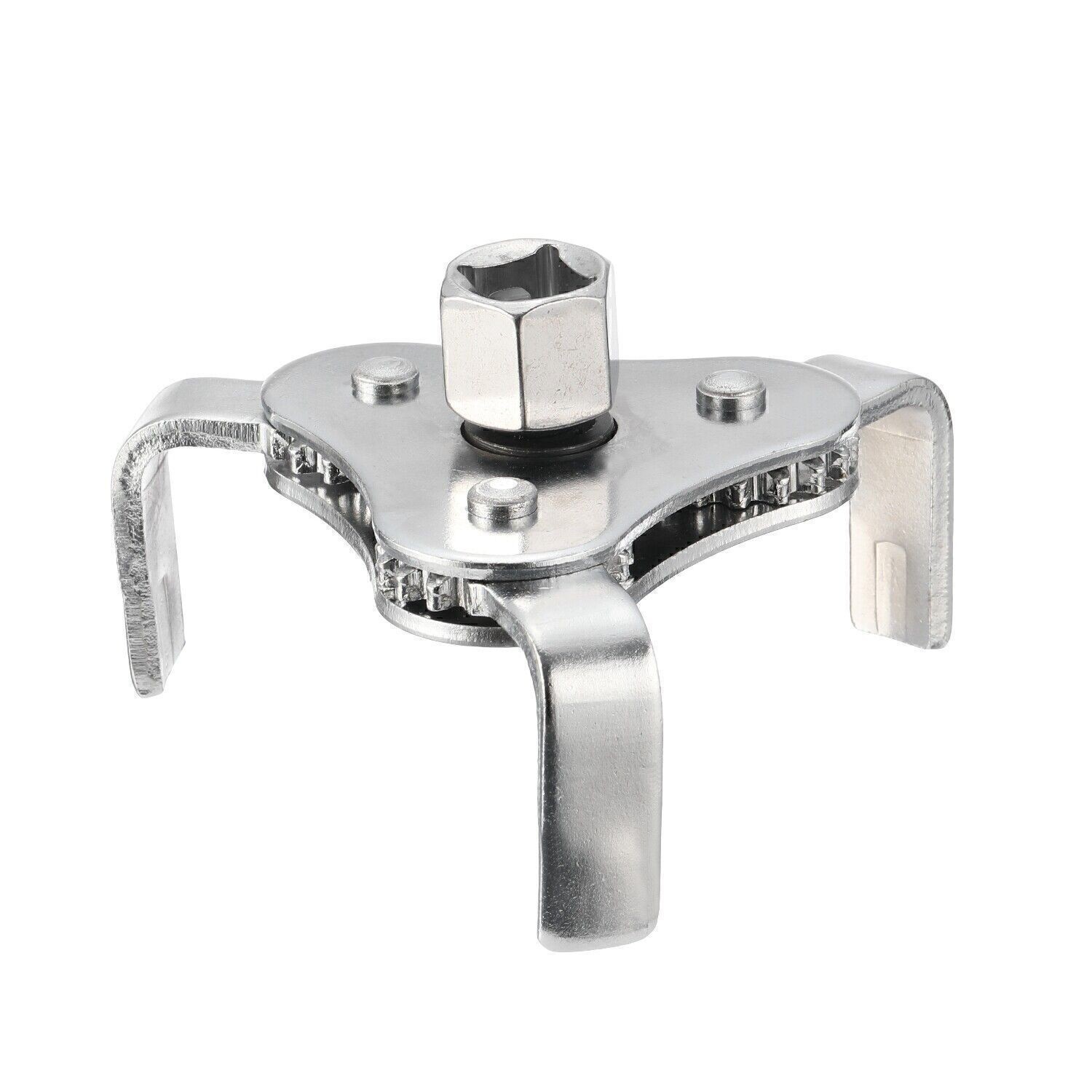 Heavy Duty 3-Jaw Oil Filter Removal Tool Chrome Plated Steel 2-3/8″ to 5″ Fit