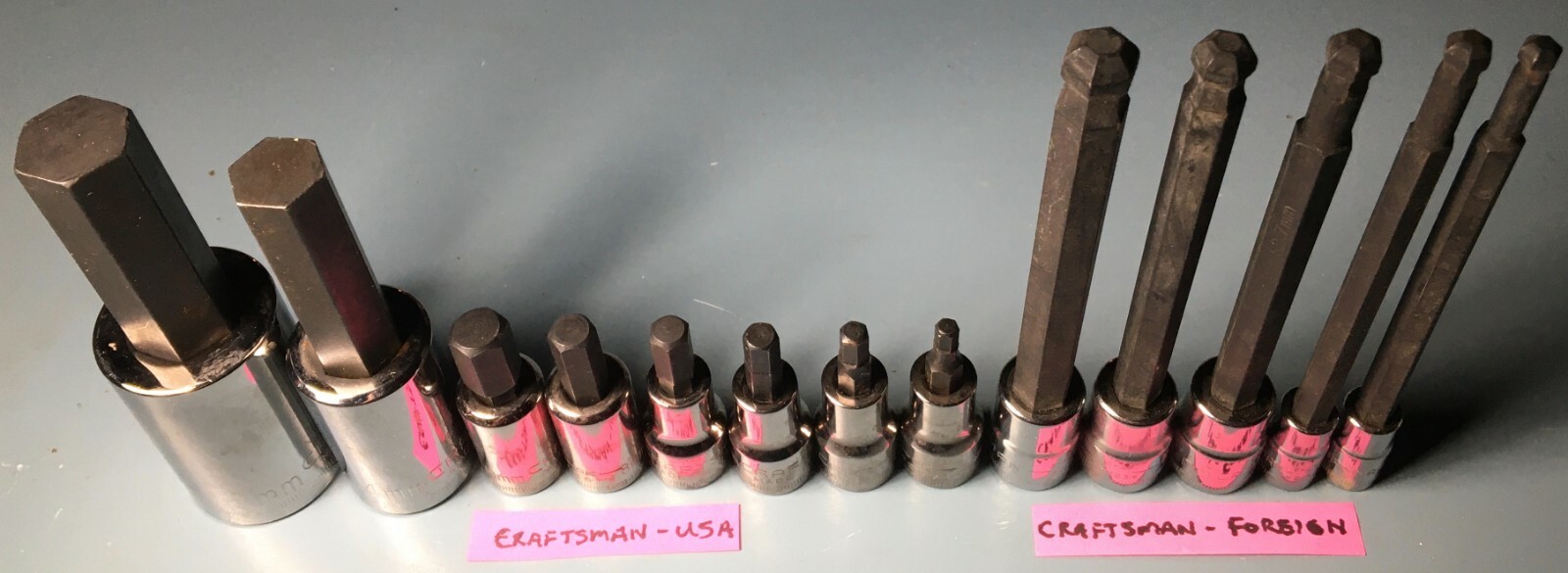 JUMBO 13 PC CRAFTSMAN METRIC HEX SOCKET SET 1/4, 3/8,1/2 IN, INCH DRIVE SOCKETS