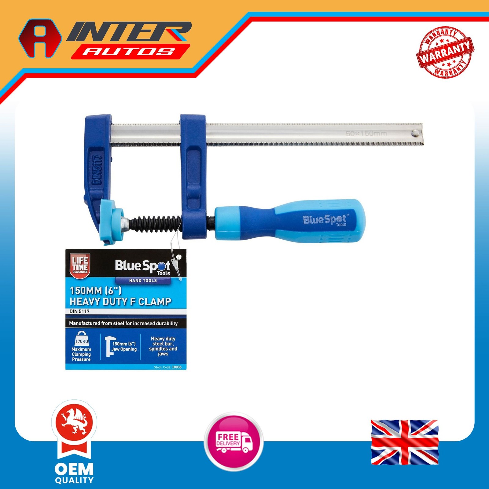 Blue Spot Tools 150MM (6″) Heavy Duty F Clamp