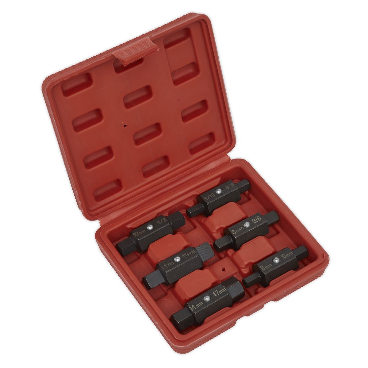 Sealey Oil Drain Sump Plug Key Set 6pc Double End Carbon Steel Change Service