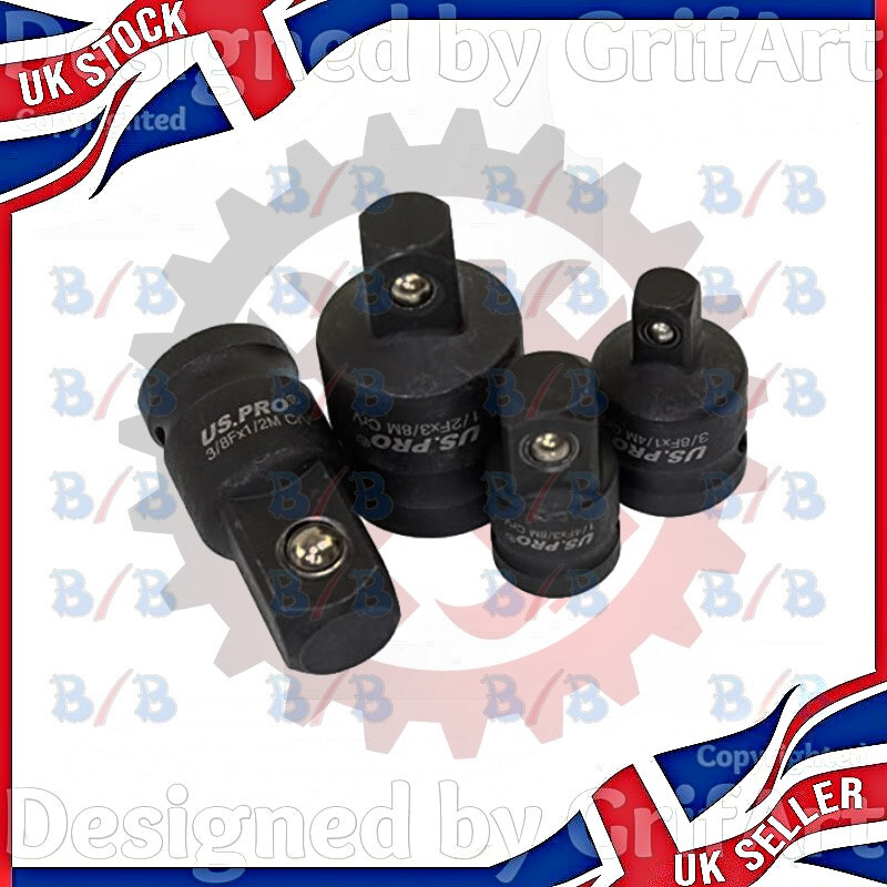 4PC IMPACT SOCKET ADAPTOR CONVERTER REDUCER 1/2 3/8 1/4 INCH DRIVE STEP UP DOWN