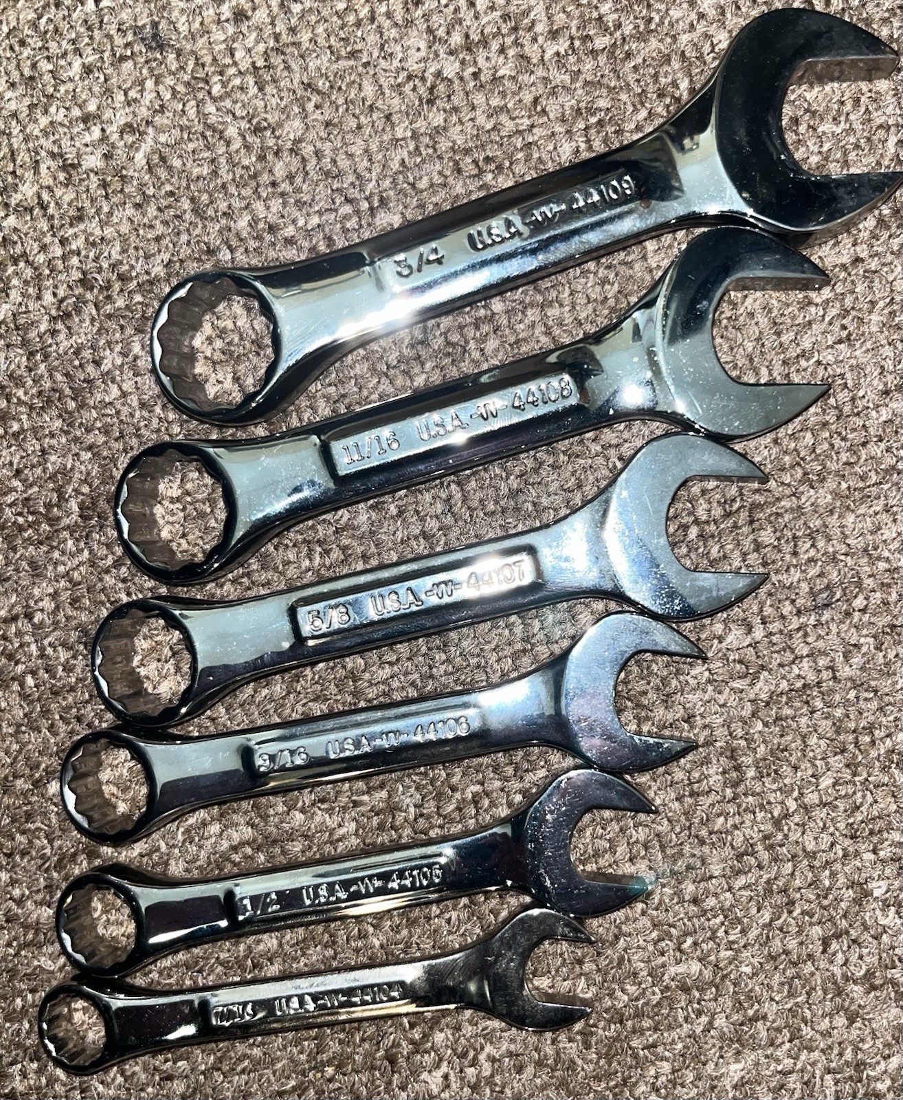 Vintage Craftsman Professional VV 6pc Stubby Combination Wrench Set USA NEW