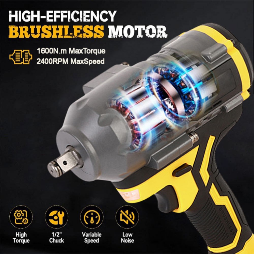 1600N.m 1/2″ M10-M24 For Dewalt XR DCB 18V 20V Battery Electric Impact Wrench