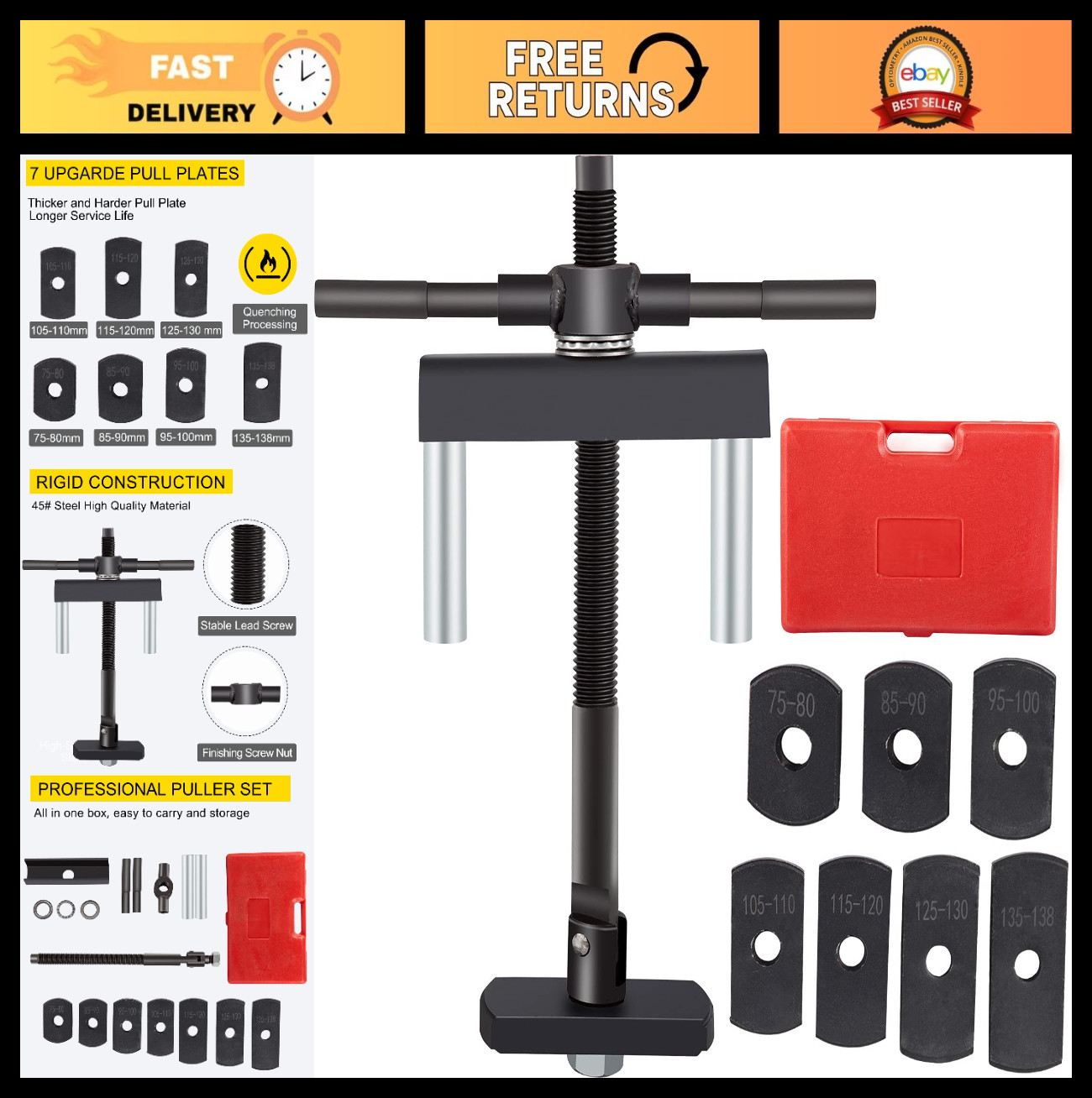 Universal Cylinder Liner Puller Tool Set for Diesel Engines, Fits 75mm-138mm, Au