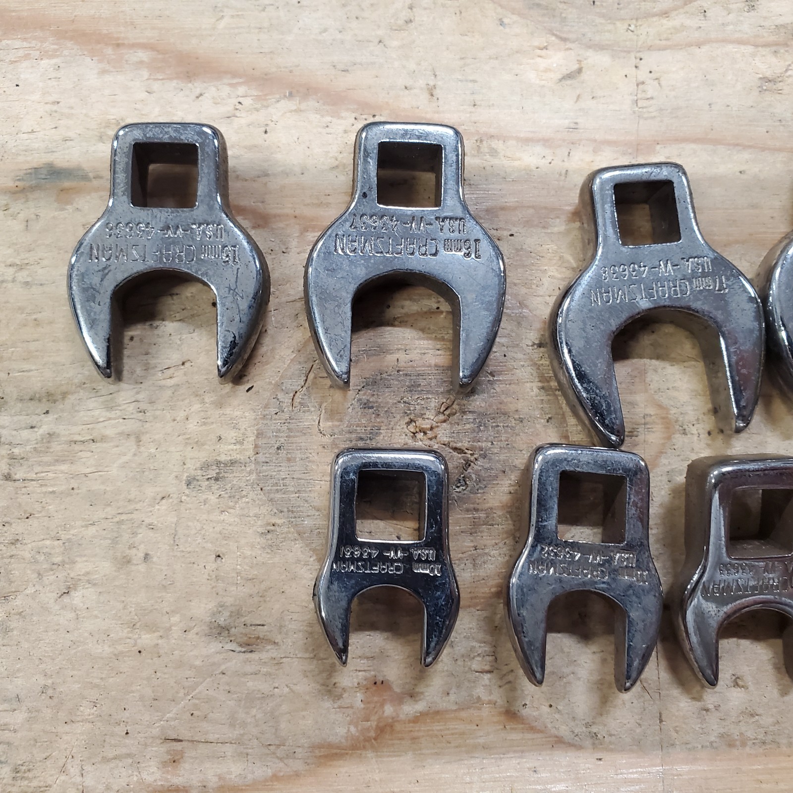 Craftsman VV Series Metric #9-4363 10-Pc Crow Foot Wrench Set. 10-19mm USA