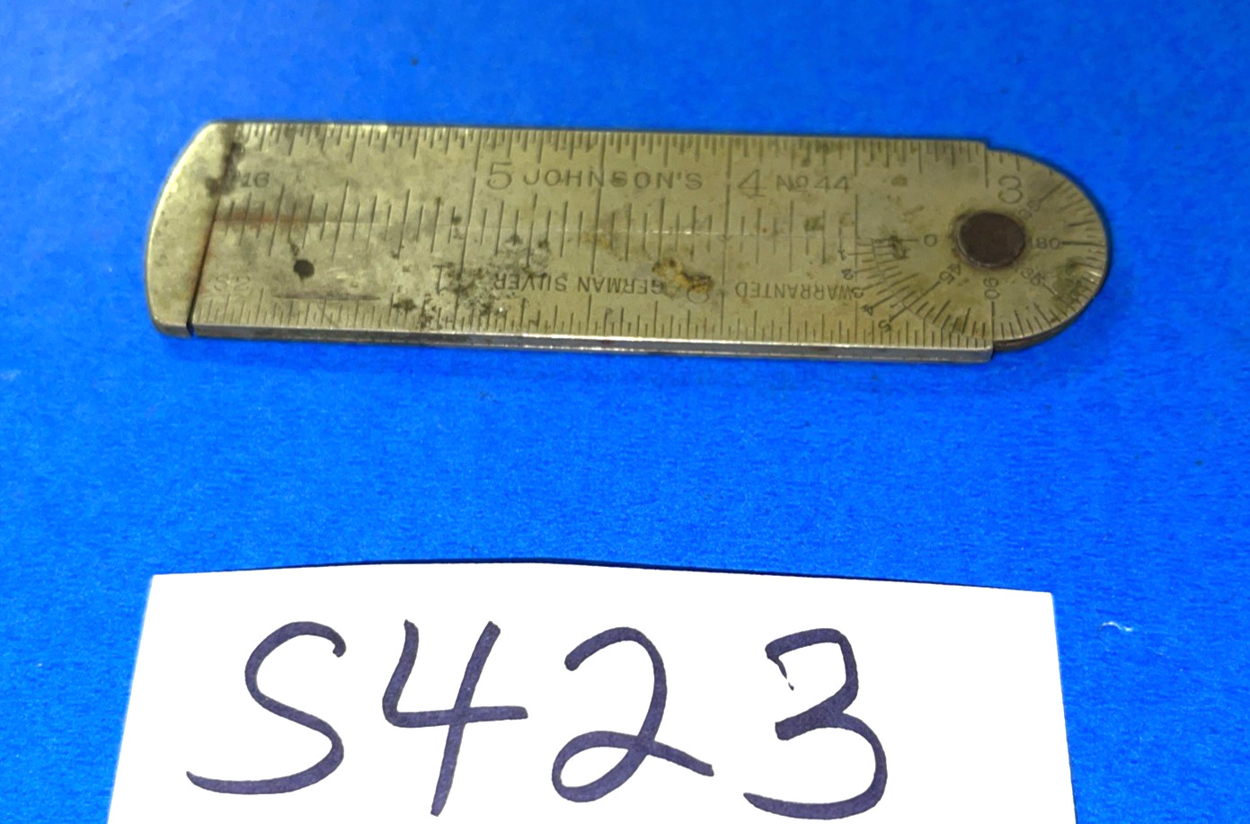 RARE JOHNSONS TOOLS 3-3/4 LONG No. 44 GERMAN SILVER CALIPER RULE 1-8-1907