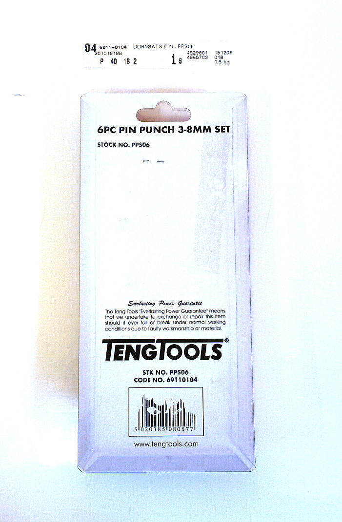 Teng Tools PPS06 Special steel pin punch set of 6 Pieces 69110104