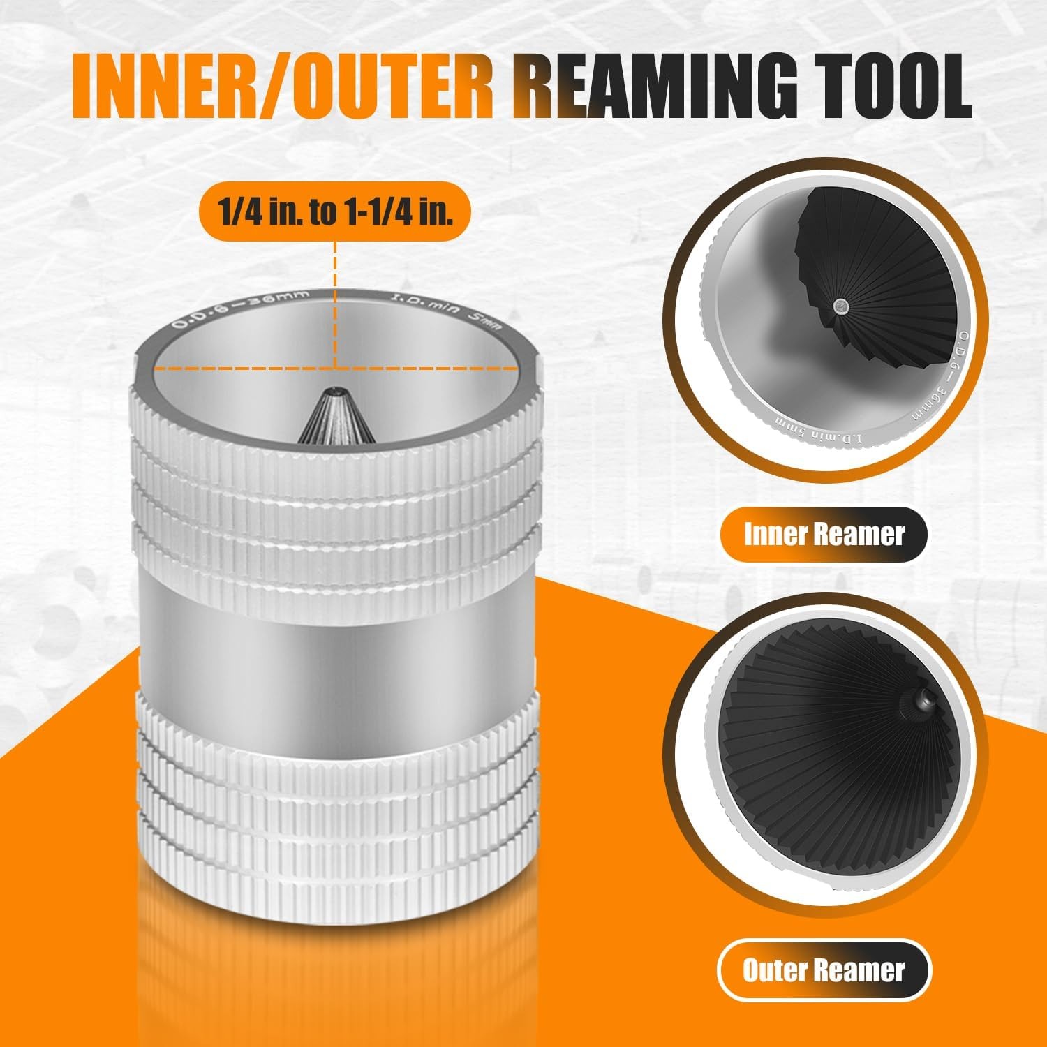 Reaming Tool for Copper,Stainless Steel Tubing,Pipe Reamer Sizes 1/4″ to 1-1/4″