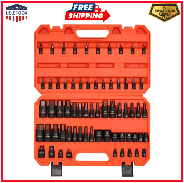 66-Piece Allen Socket Set – Torx Bit Socket and Female External Socket Set, S…