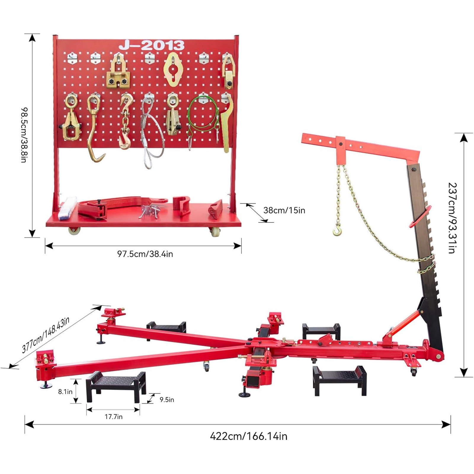 Auto Body Frame Puller Straightener 10T Car Frame Machine with 14PCS Repair Part