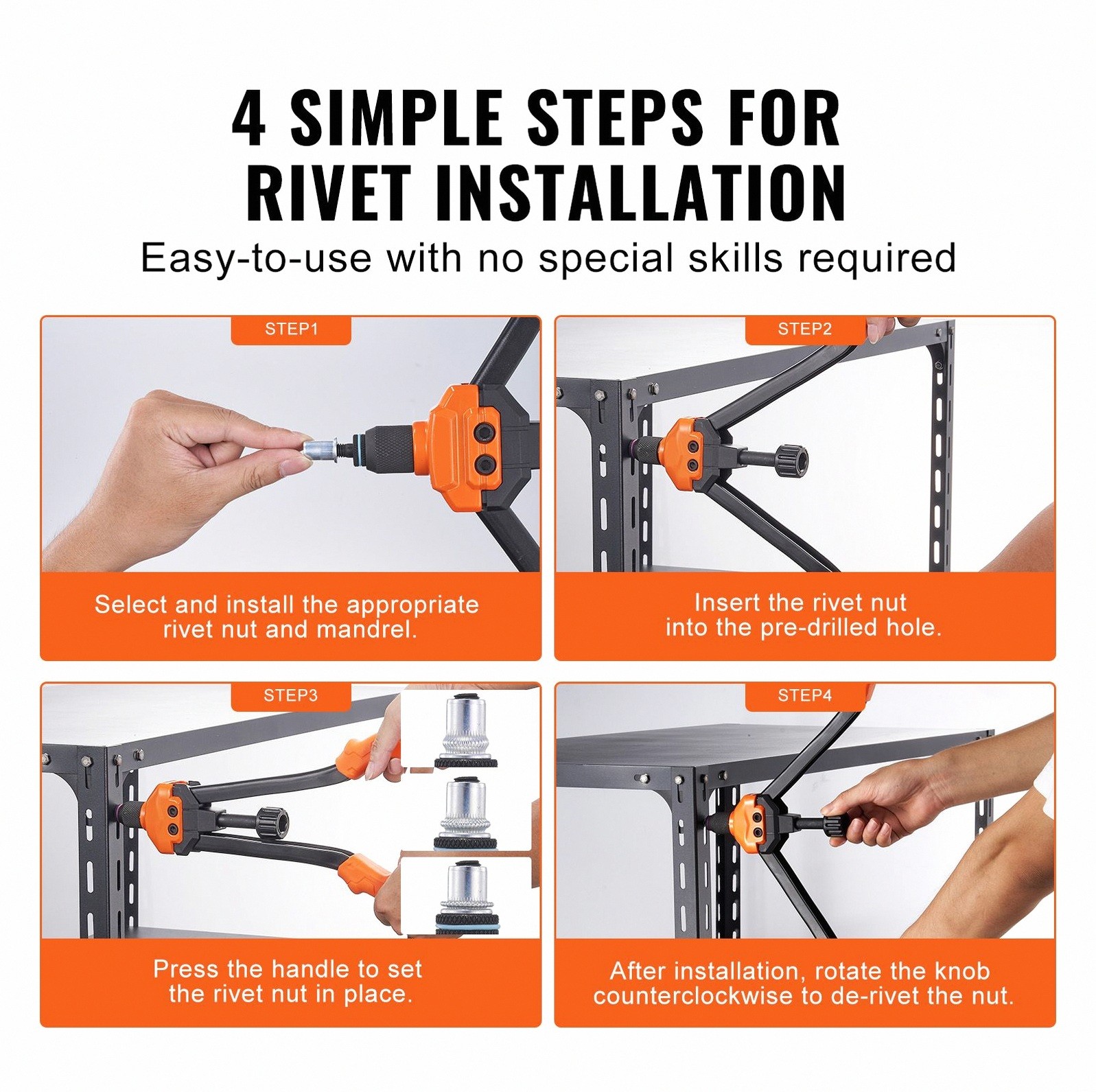 Quick De-Rivet 16in Rivet Nut Tool 13 Sizes 186 Rivets