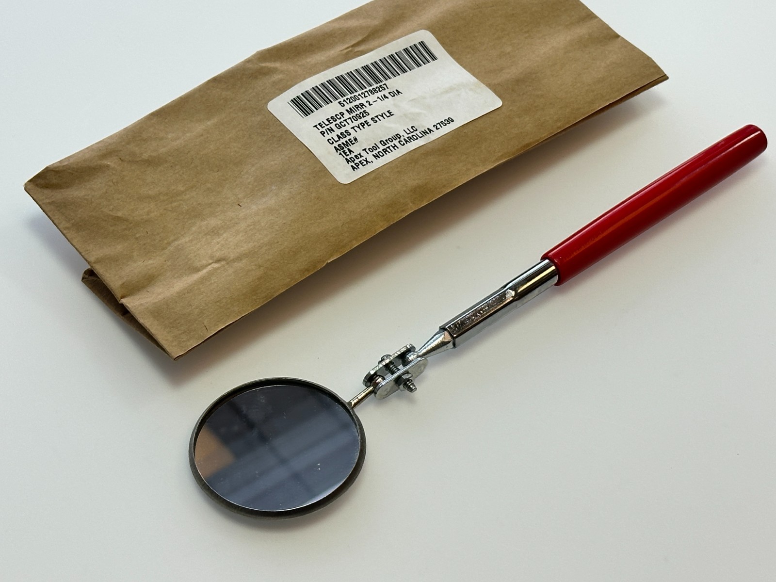 NEW Armstrong Tools USA Telescoping Flex Inspection Mirror, Round, Red Grip NOS