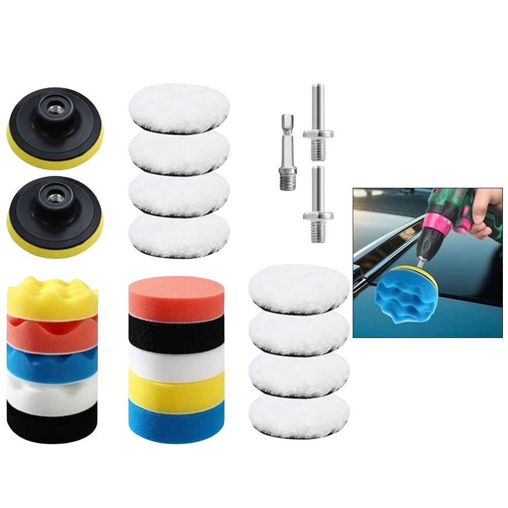 80mm Polishing Kit Wool Polishing Pads 23 Pieces Kit Eccentric Sanders Fit