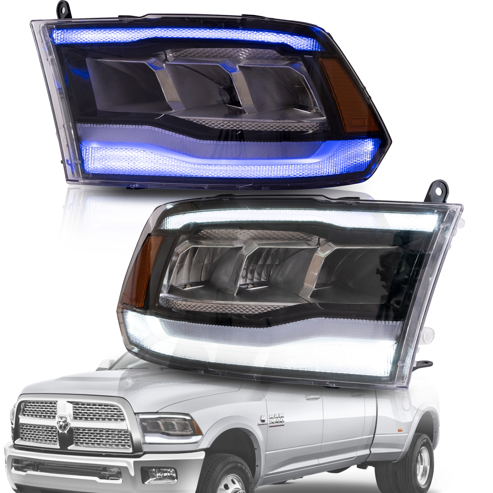 2PCS VLAND LED Projector Headlights For 2009-2018 RAM 1500 2500 3500 Sequential