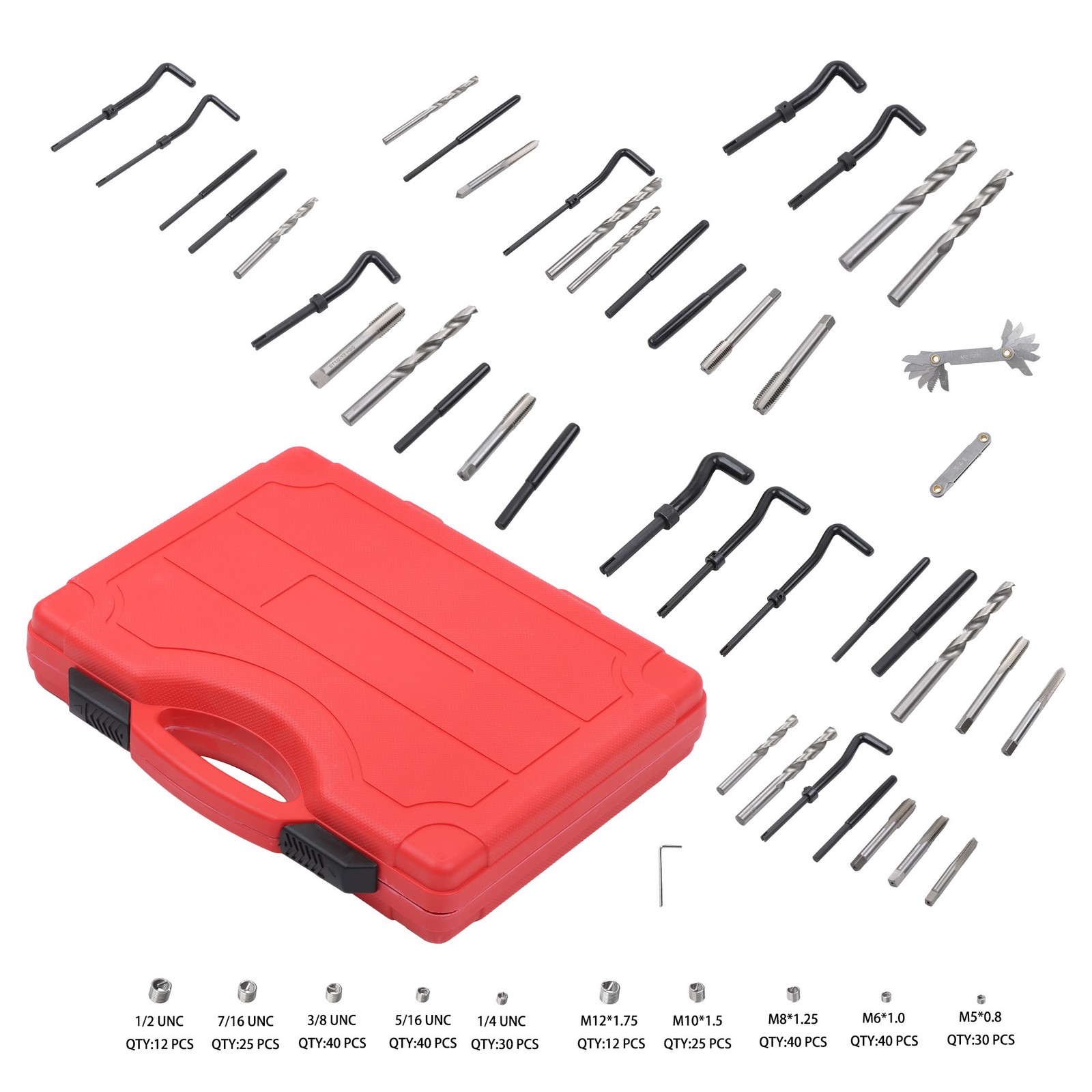 LABLT Helicoil Thread Repair Kit SAE ＆ Metric M5-M12 Rethreading Tool Kit 338PCS