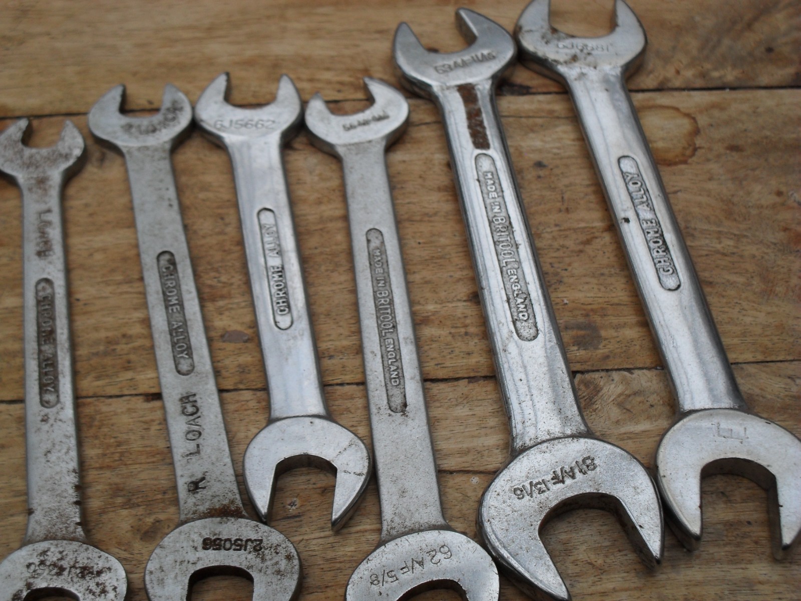 14 vintage britool AF spanners 1/2 x 7/16 (5) 1/2 x 9/16 (3) 9/16 x 5/8 (3) more