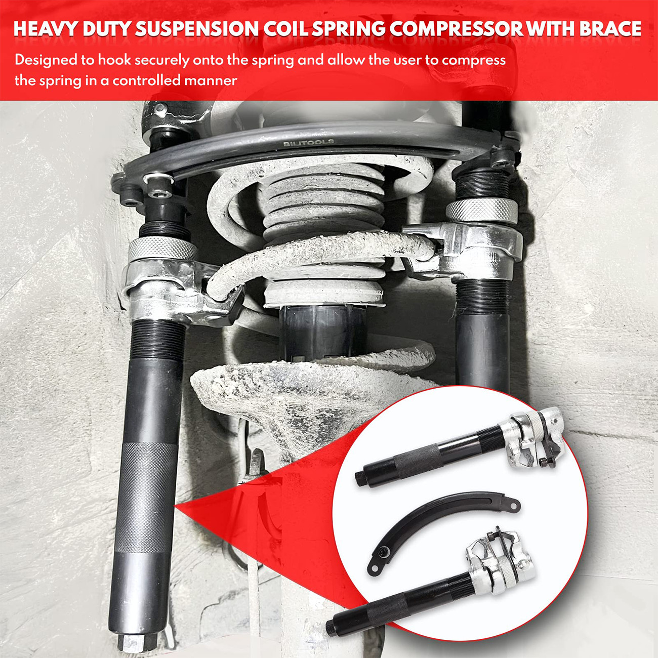 Heavy Duty Macpherson Strut Coil Spring Compressor Tool with Safety Jaws Holder