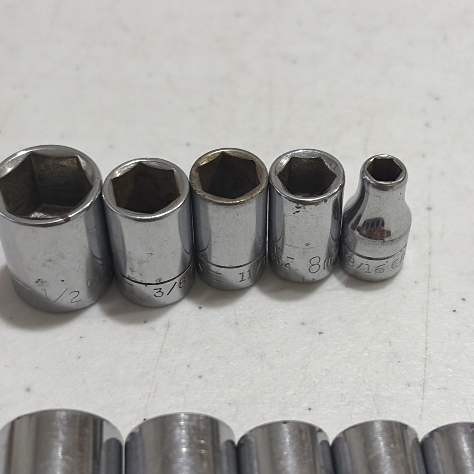 Craftsman Socket Lot 16 SAE & Metric 6 & 12 Point Sizes In Description