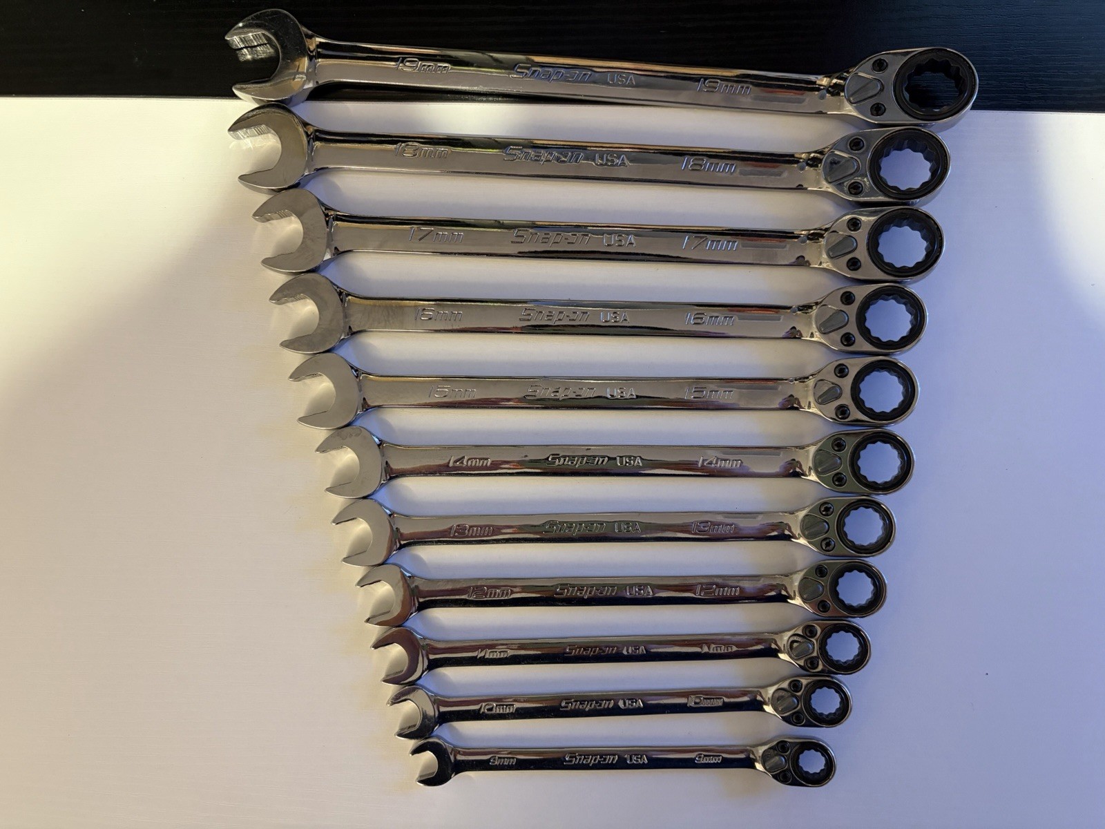 Snap-On SOXRRM710 11pc Metric Reversible Ratcheting Wrench Set (9mm-19mm)