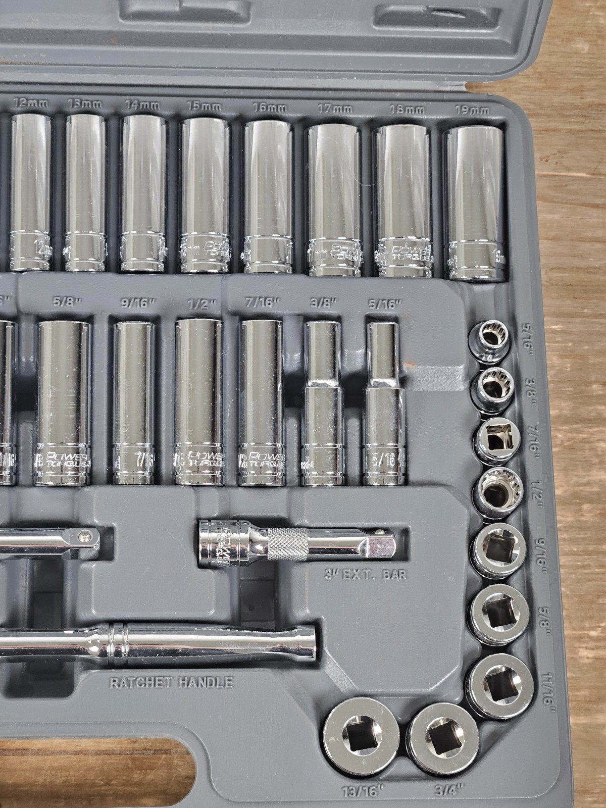 Power Torque 50 Piece 1/4, 3/8, 1/2 Inch Drive 6 Point SAE, Metric