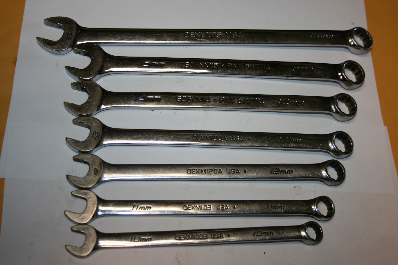 SNAP-ON TOOLS MM/SAE MIX COMBINATION WRENCH SET USA LONGSTANDARD SIZES 11PIECES