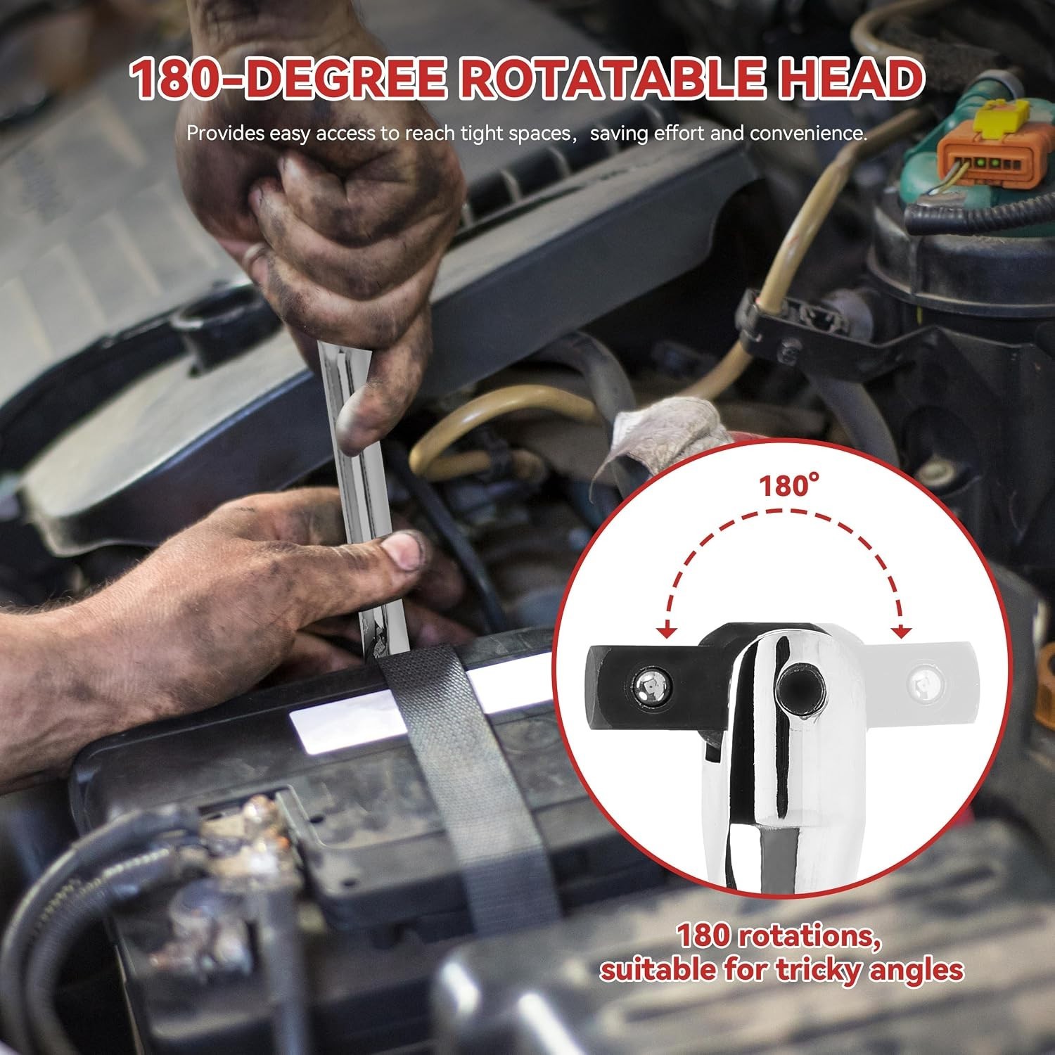 Breaker Bar Set 10 Pieces 3/8 In 1/2 In 1/4 In Drive Rotatable Head