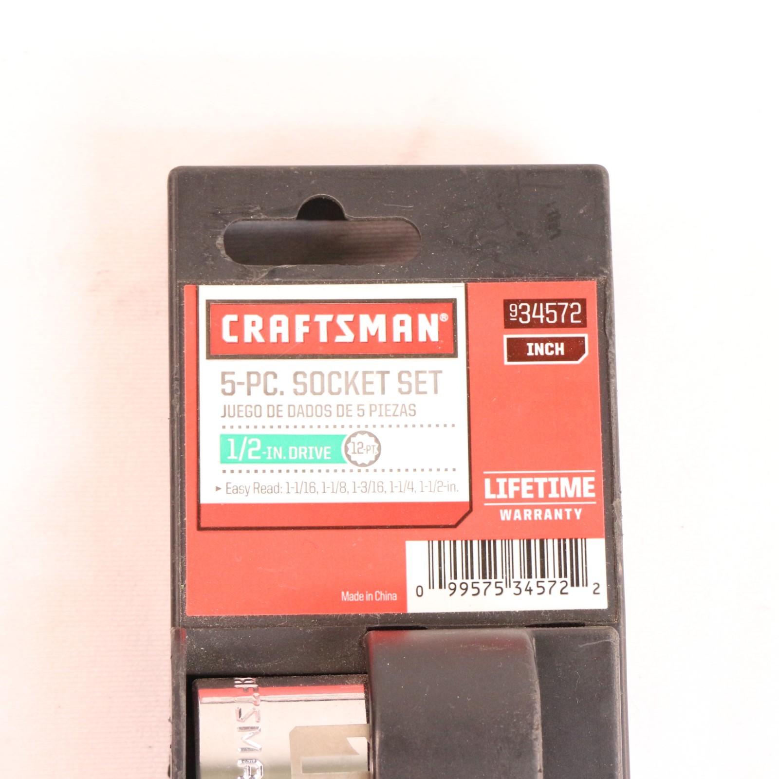 Craftsman 9-34572 Socket Set Chrome Polish 1/2 Drive 12-Point Shallow 5 Pcs NEW