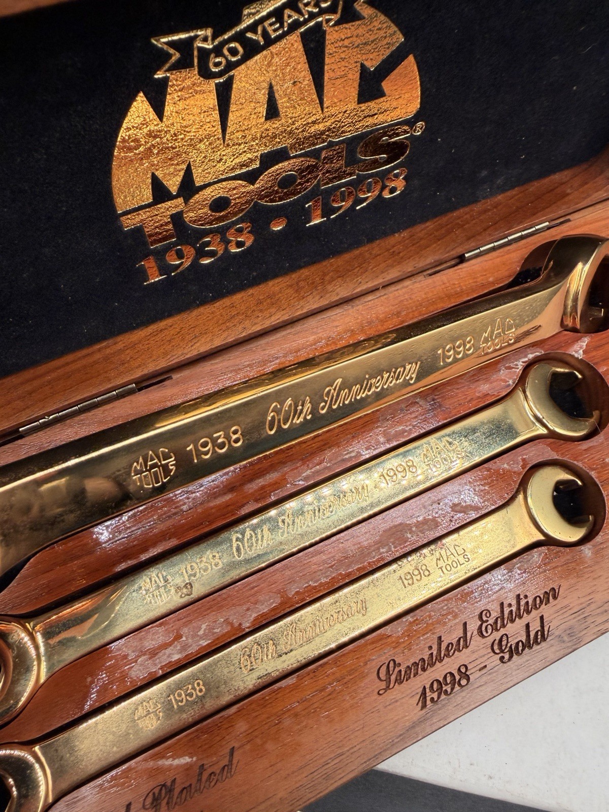 Mac Tools 60th Anniv Ltd Ed 24kt Gold Plated Hexagonal Flare Nut Wrench Set