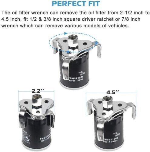 Two Way Oil Filter Wrench Removal Tool Fully ADJustable 2-3/8″ to 5″ Heavy Duty