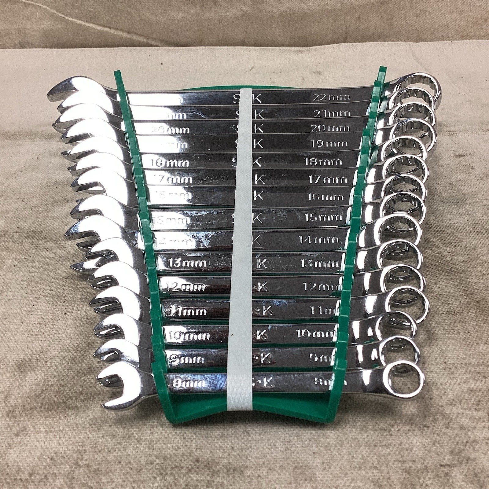 SK PROFESSIONAL TOOLS 86265 Combination Wrench Set 15 Tools 15° Offset Angle