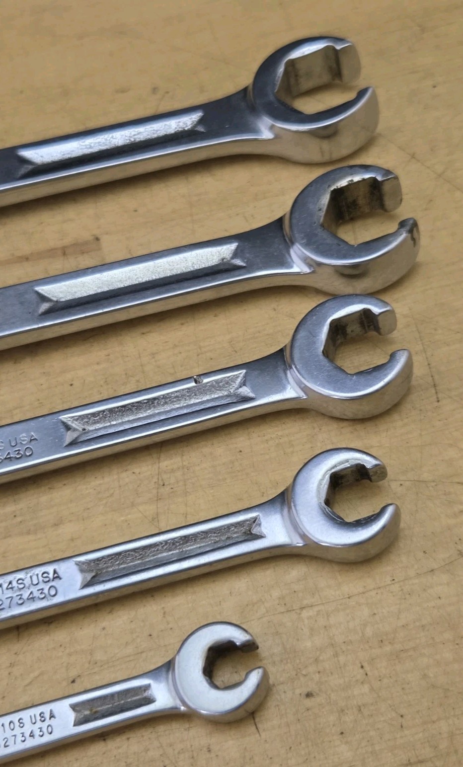 Vintage Snap On RXH605 – 6 Pc SAE 6 Pt Double Ended Flare Nut/Line Wrench Set