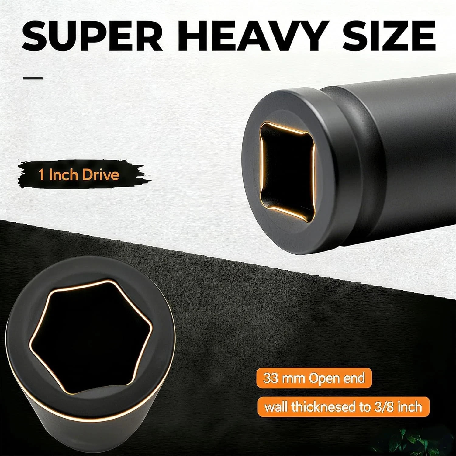1 Inch Driver 33mm Extra Deep Impact Socket, 6.3 inch Length Deep Axle 6 Points