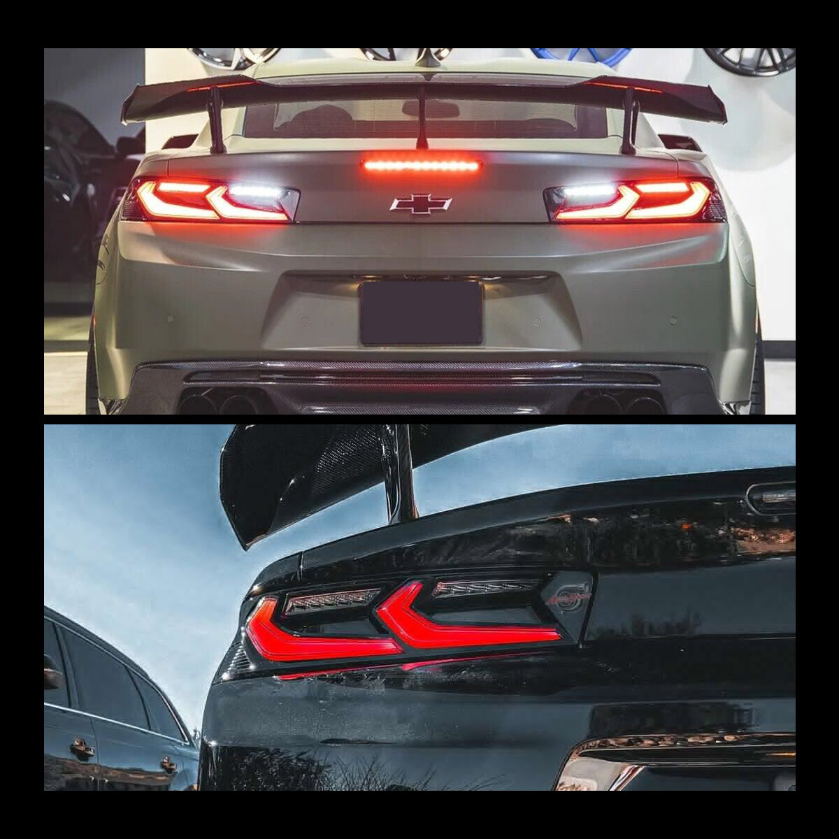 VLAND FULL LED Tail Lights For Chevy Camaro 2016-2018 DRL FULL Smoked Rear Light