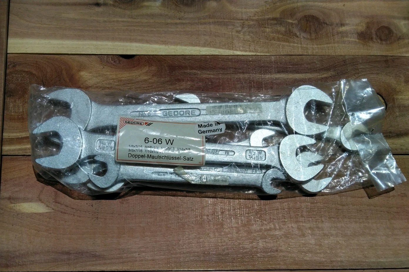 VTG NOS GEDORE 6-06 W VANADIUM DBL OPEN END WRENCH SET 6 PC AUTO WHITWORTH GERMA