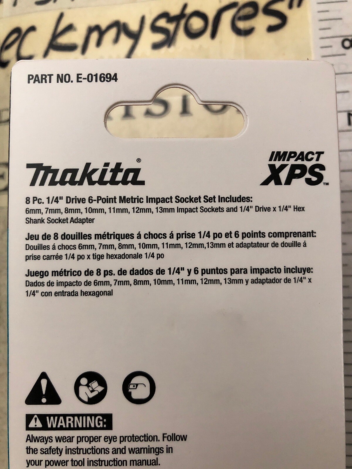 new Makita Impact Xps 1/4” Socket Set Metric+Sae 6 Point Drive Total 16 Pc.